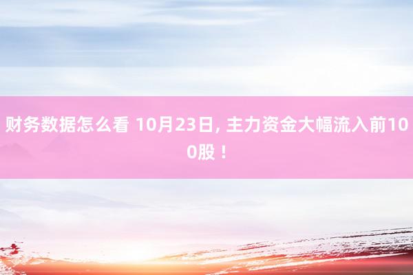 财务数据怎么看 10月23日, 主力资金大幅流入前100股 !