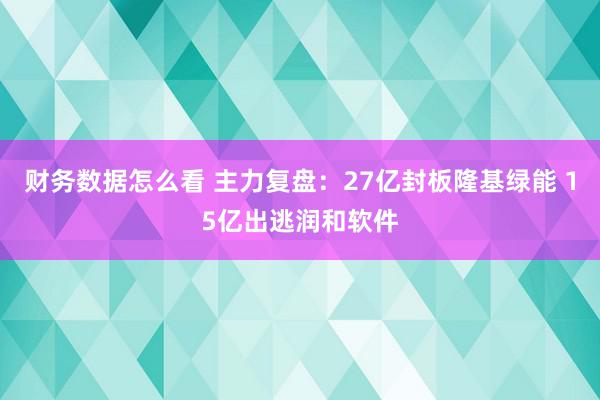 财务数据怎么看 主力复盘：27亿封板隆基绿能 15亿出逃润和软件