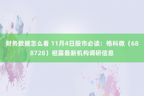 财务数据怎么看 11月4日股市必读：格科微（688728）袒露最新机构调研信息