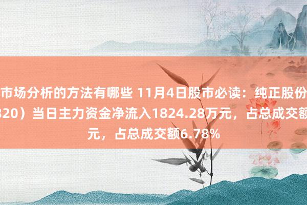 市场分析的方法有哪些 11月4日股市必读：纯正股份（600820）当日主力资金净流入1824.28万元，占总成交额6.78%