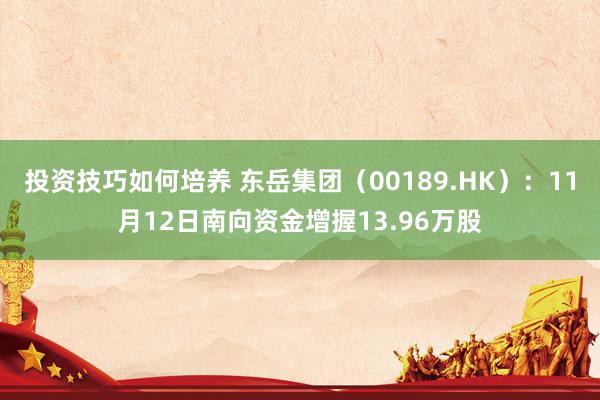 投资技巧如何培养 东岳集团（00189.HK）：11月12日南向资金增握13.96万股