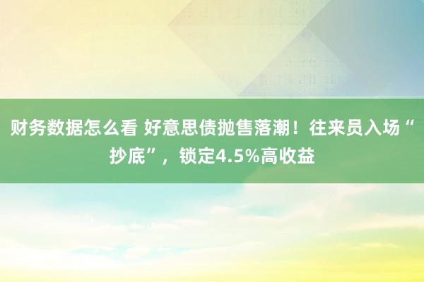 财务数据怎么看 好意思债抛售落潮！往来员入场“抄底”，锁定4.5%高收益