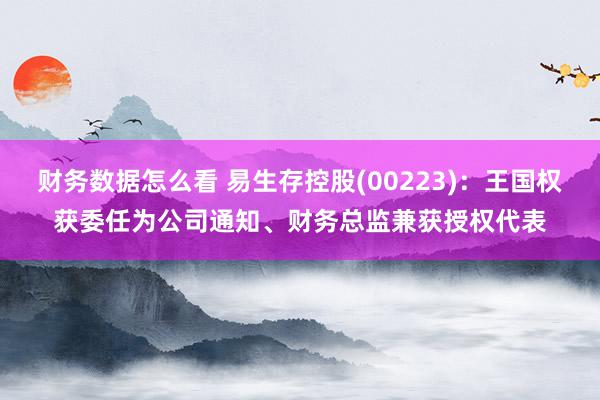 财务数据怎么看 易生存控股(00223)：王国权获委任为公司通知、财务总监兼获授权代表