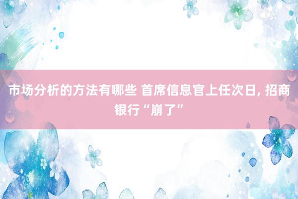 市场分析的方法有哪些 首席信息官上任次日, 招商银行“崩了”