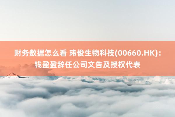 财务数据怎么看 玮俊生物科技(00660.HK)：钱盈盈辞任公司文告及授权代表