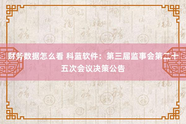 财务数据怎么看 科蓝软件：第三届监事会第二十五次会议决策公告