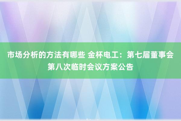 市场分析的方法有哪些 金杯电工：第七届董事会第八次临时会议方案公告