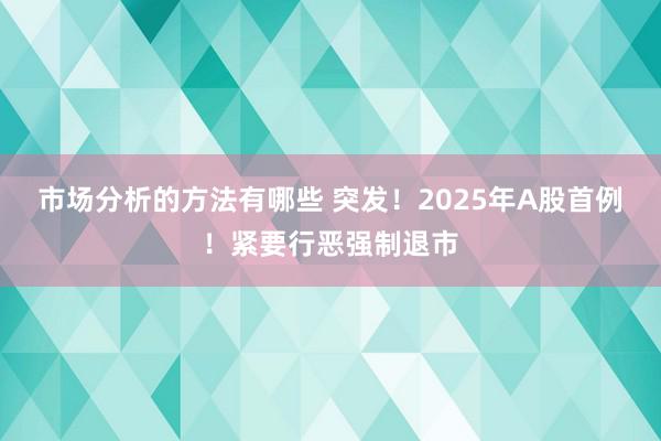 市场分析的方法有哪些 突发！2025年A股首例！紧要行恶强制退市