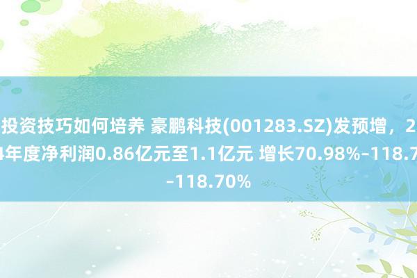 投资技巧如何培养 豪鹏科技(001283.SZ)发预增，2024年度净利润0.86亿元至1.1亿元 增长70.98%–118.70%