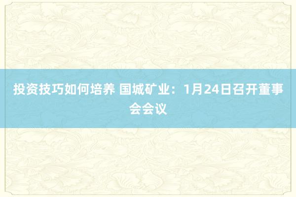 投资技巧如何培养 国城矿业：1月24日召开董事会会议