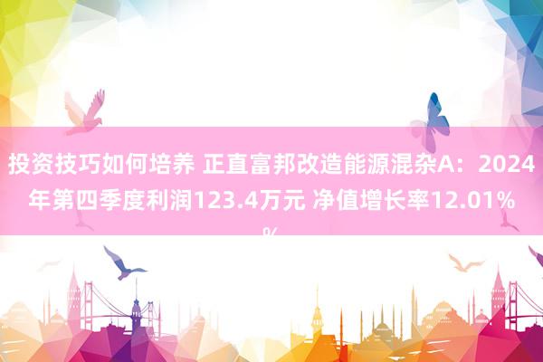 投资技巧如何培养 正直富邦改造能源混杂A：2024年第四季度利润123.4万元 净值增长率12.01%