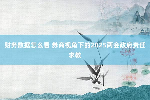 财务数据怎么看 券商视角下的2025两会政府责任求教