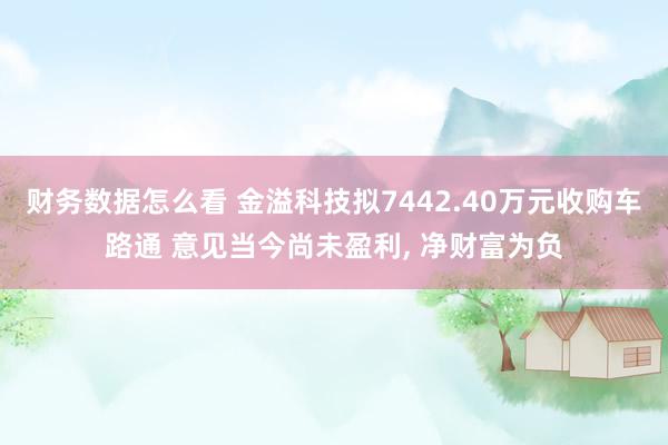 财务数据怎么看 金溢科技拟7442.40万元收购车路通 意见当今尚未盈利, 净财富为负