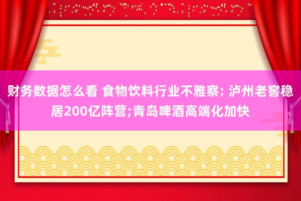 财务数据怎么看 食物饮料行业不雅察: 泸州老窖稳居200亿阵营;青岛啤酒高端化加快