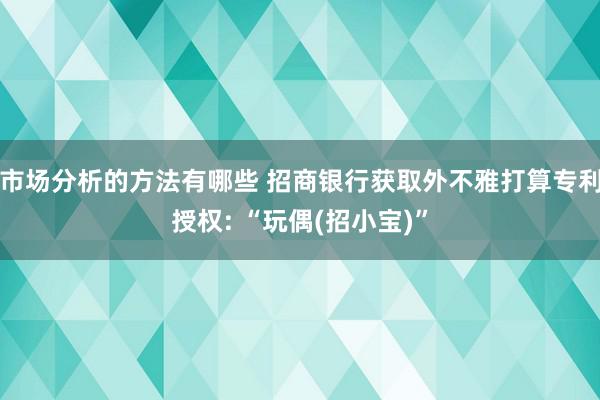 市场分析的方法有哪些 招商银行获取外不雅打算专利授权: “玩偶(招小宝)”