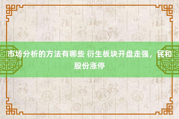 市场分析的方法有哪些 衍生板块开盘走强，民和股份涨停